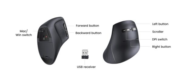 Mouse Vertical Ergonómico Inalámbrico UGREEN – Bluetooth 5.0