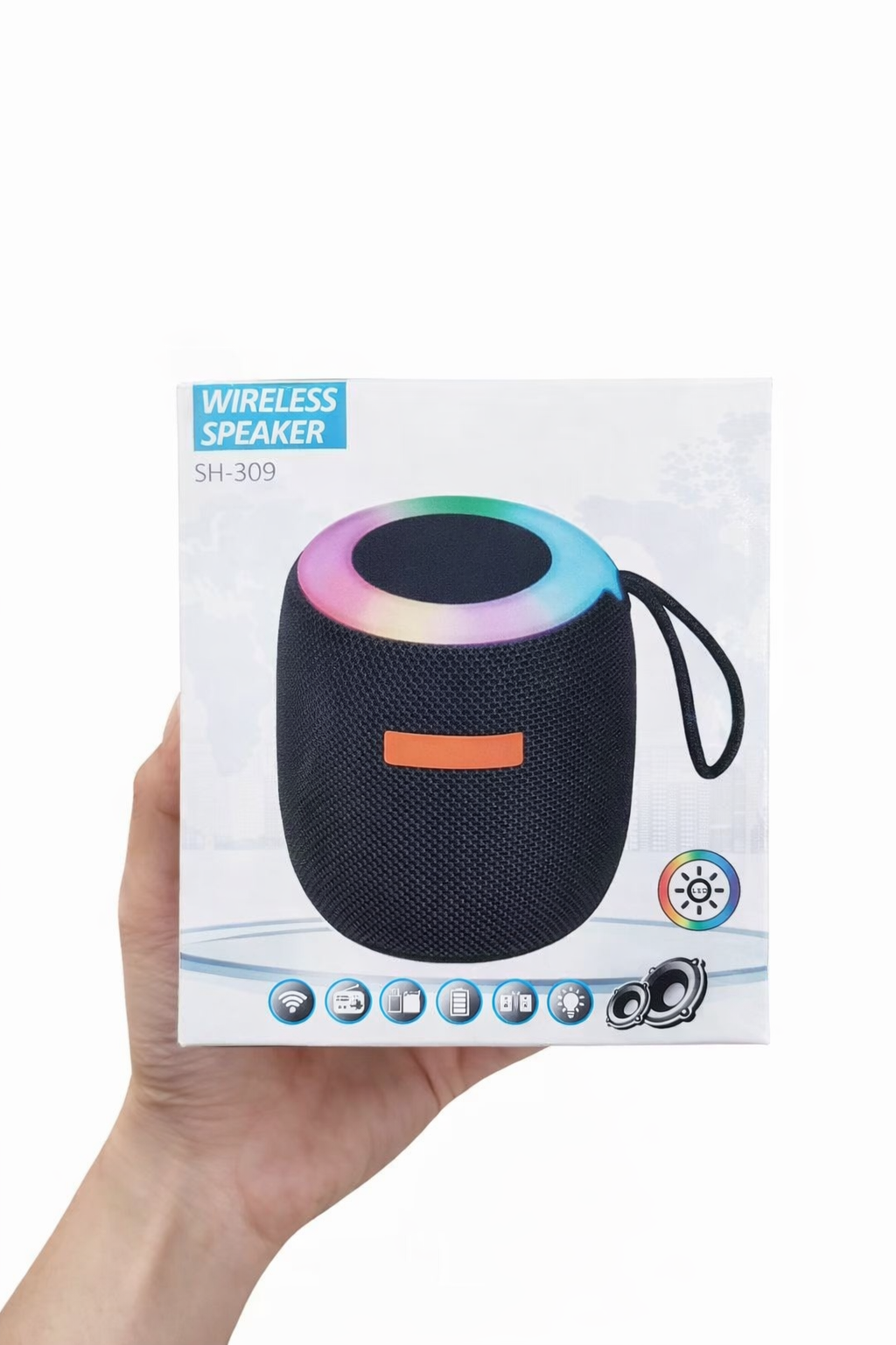 Mini Parlante Portátil Sh-309 Bluetooth Con Luz Led - Negro - Imagen 2