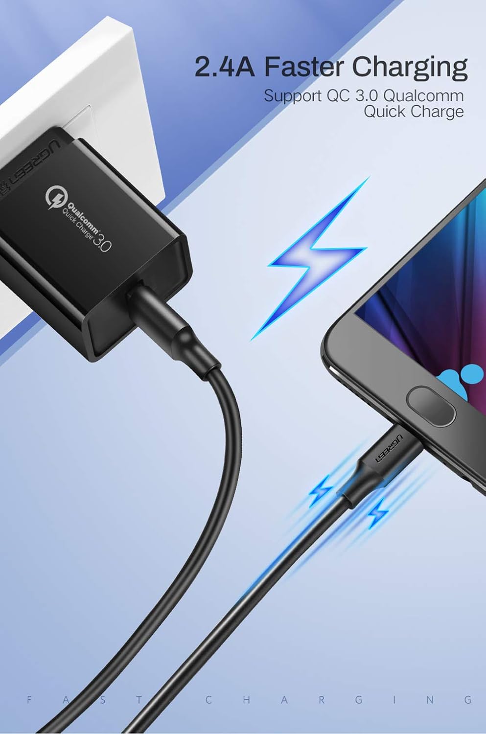Cable USB a Micro USB UGREEN US289, 1 m (negro) - Imagen 3