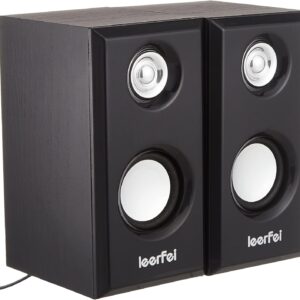 Juego de 2 Parlantes de madera Leerfei D-09 - negro