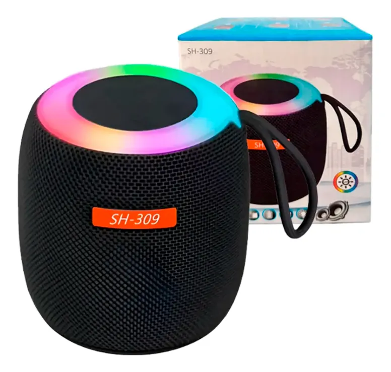 Mini Parlante Portátil Sh-309 Bluetooth Con Luz Led - Negro