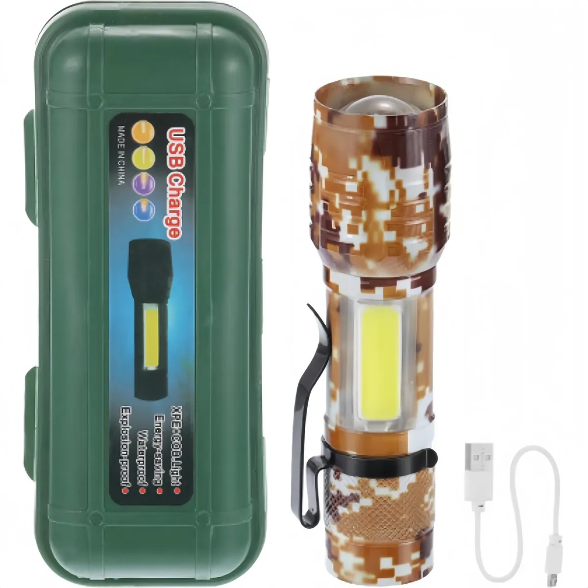 Linterna Led Recargable Mini Xpe Cob 3 Modos Con Zoom - Imagen 2