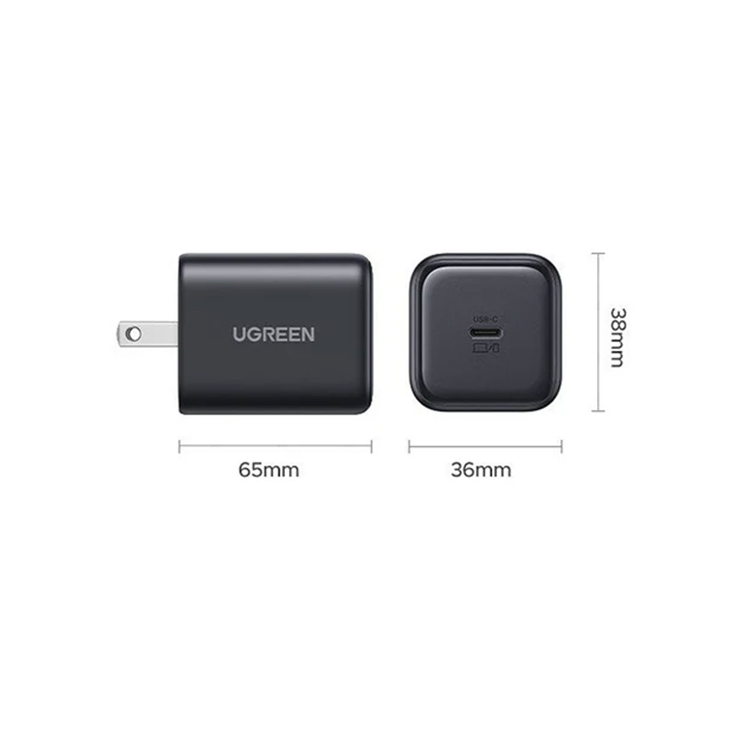 Cargador Ugreen Carga Rapida 45W USB-C GaN US X524 Negro - Imagen 3