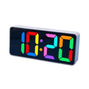 Reloj y Despertador Digital con Pantalla LED Multicolor – Blanco