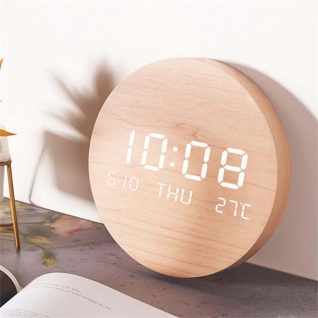 Reloj Digital de Pared de Madera con LED y Temperatura - Imagen 2