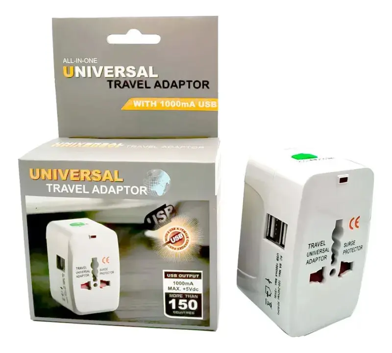 Adaptador de Corriente Universal de Viaje + 2 USB