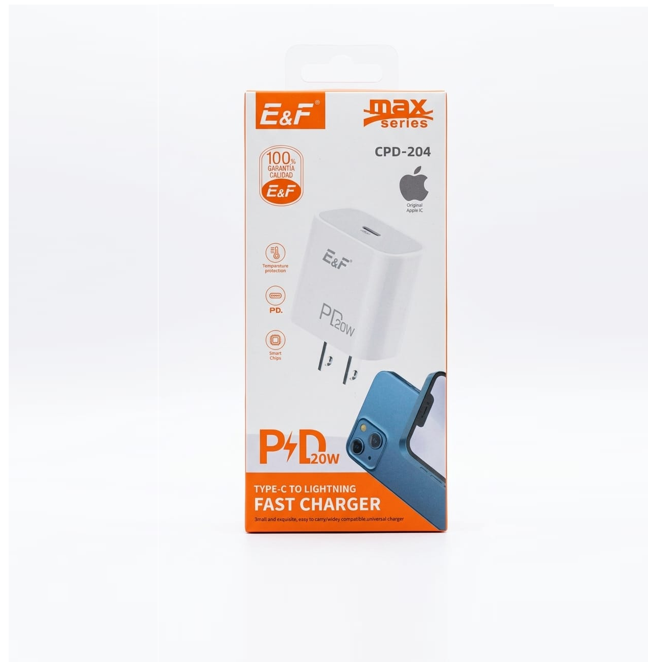 Cargador Rápido E&F 20W con Cable Tipo C a Lightning