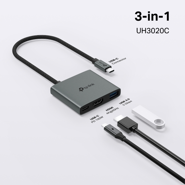 Hub USB-C 3 en 1 con Puerto HDMI 4K@60Hz y Carga Rápida de 100W TP-LINK - Imagen 3