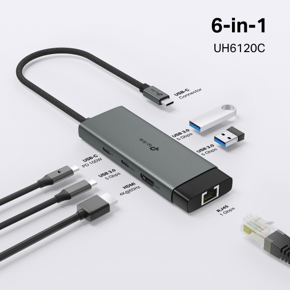 Hub USB-C 6 en 1 con Puerto HDMI 4K@60Hz y Carga Rápida de 100W TP-LINK - Imagen 5