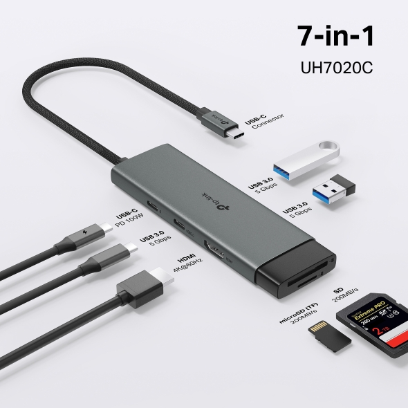 Hub USB-C 7 en 1 con Puerto HDMI 4K@60Hz UH7020C SD y microSD y Carga Rápida TP-LINK - Imagen 4