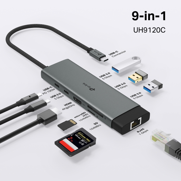 Hub USB-C 9 en 1 con Puerto HDMI 4K@60Hz, UH9120C SD y microSD y Carga Rápida TP-LINK - Imagen 5