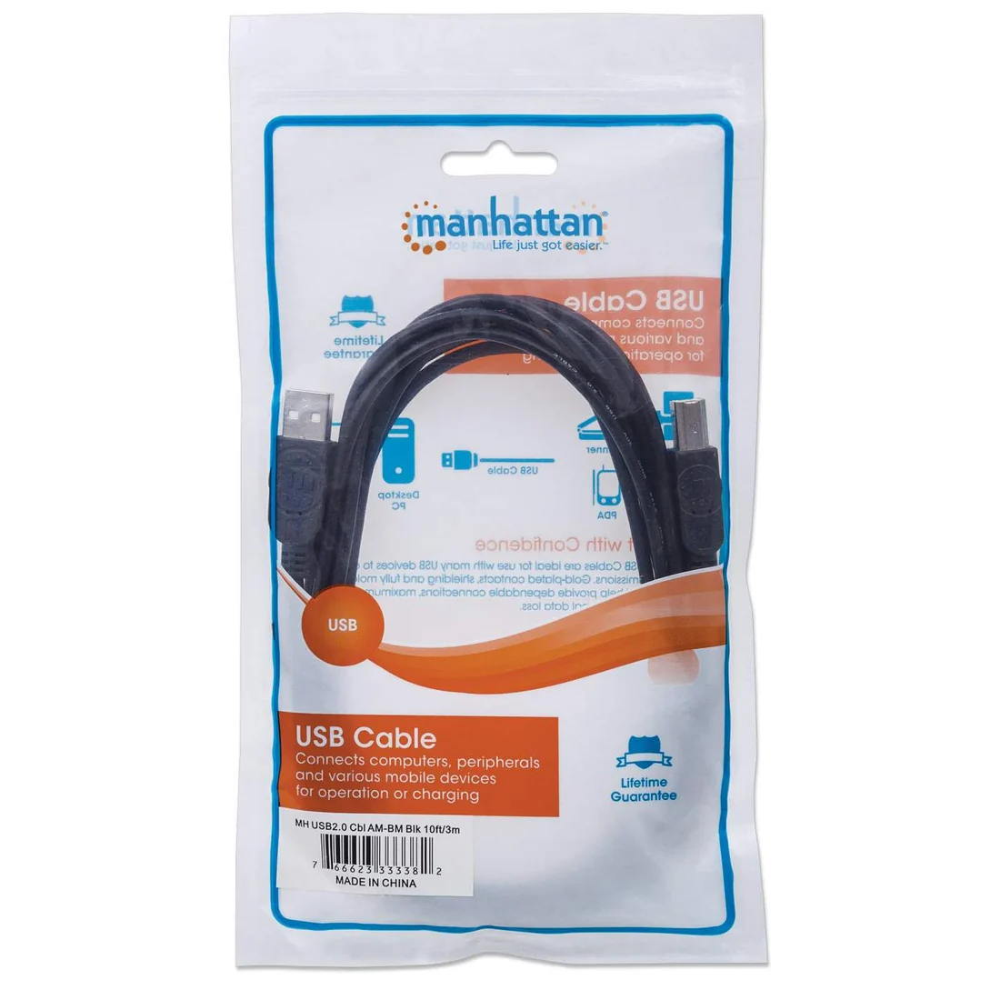 Cable USB 2.0 Tipo A a Tipo B Manhattan – 3 m - Imagen 2