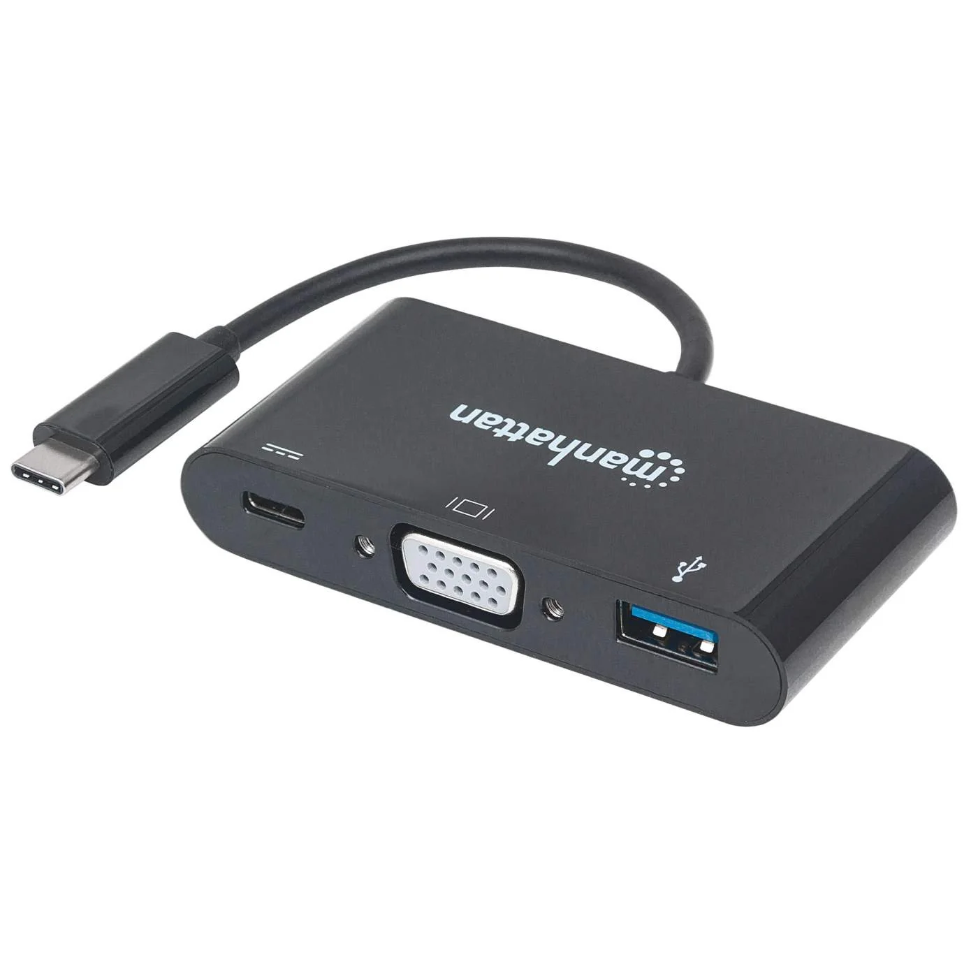 Adptador 3 en 1 de USB-C a VGA Full HD MANHATTAN 152044